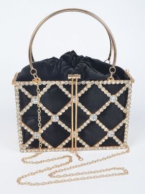 Rhinestone Metal Frame Clutch
